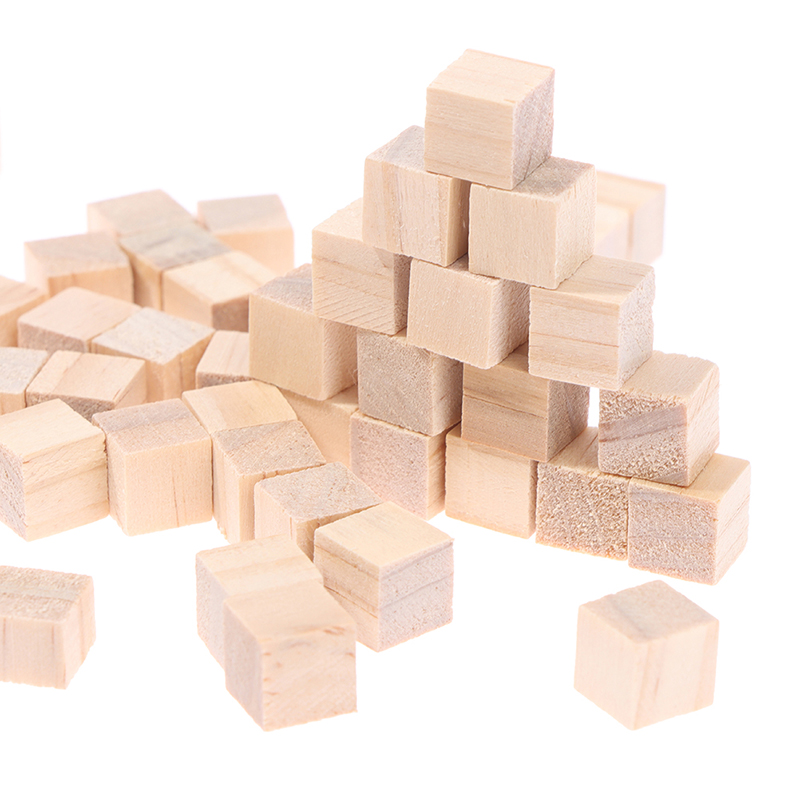 100 Stück unvollendete leere Mini-DIY-Holzquadratblöcke, 1 cm, solide Würfel aus Holz für Holzarbeiten, Basteln, Kinderspielzeug, Puzzle-Herstellungsmaterial