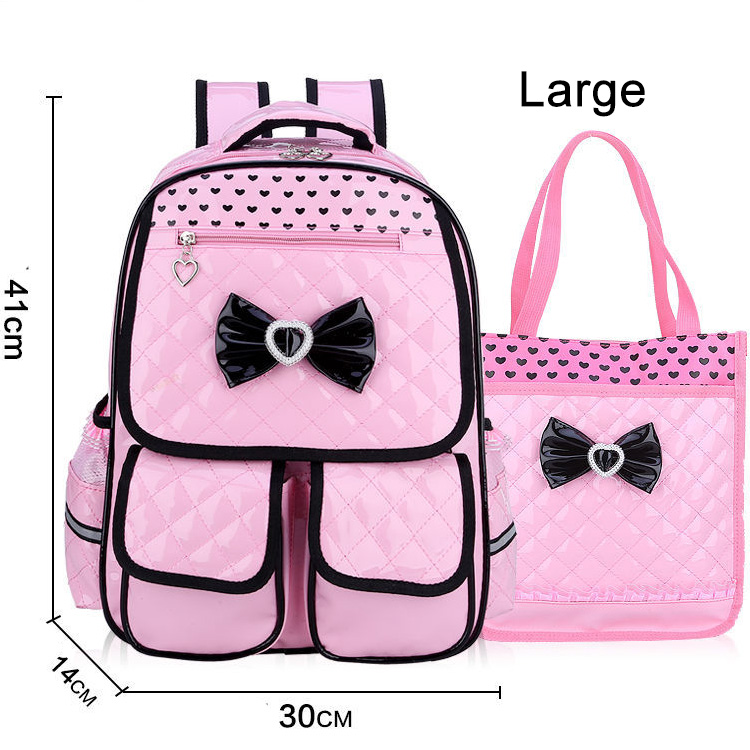 Leuke Rugzak Schooltas Voor Meisjes Pu Waterdichte Schooltassen Voor Meisjes 1-3-6 Grade Orthopedische Schooltas voor Meisjes: Large-Pink 1 Set