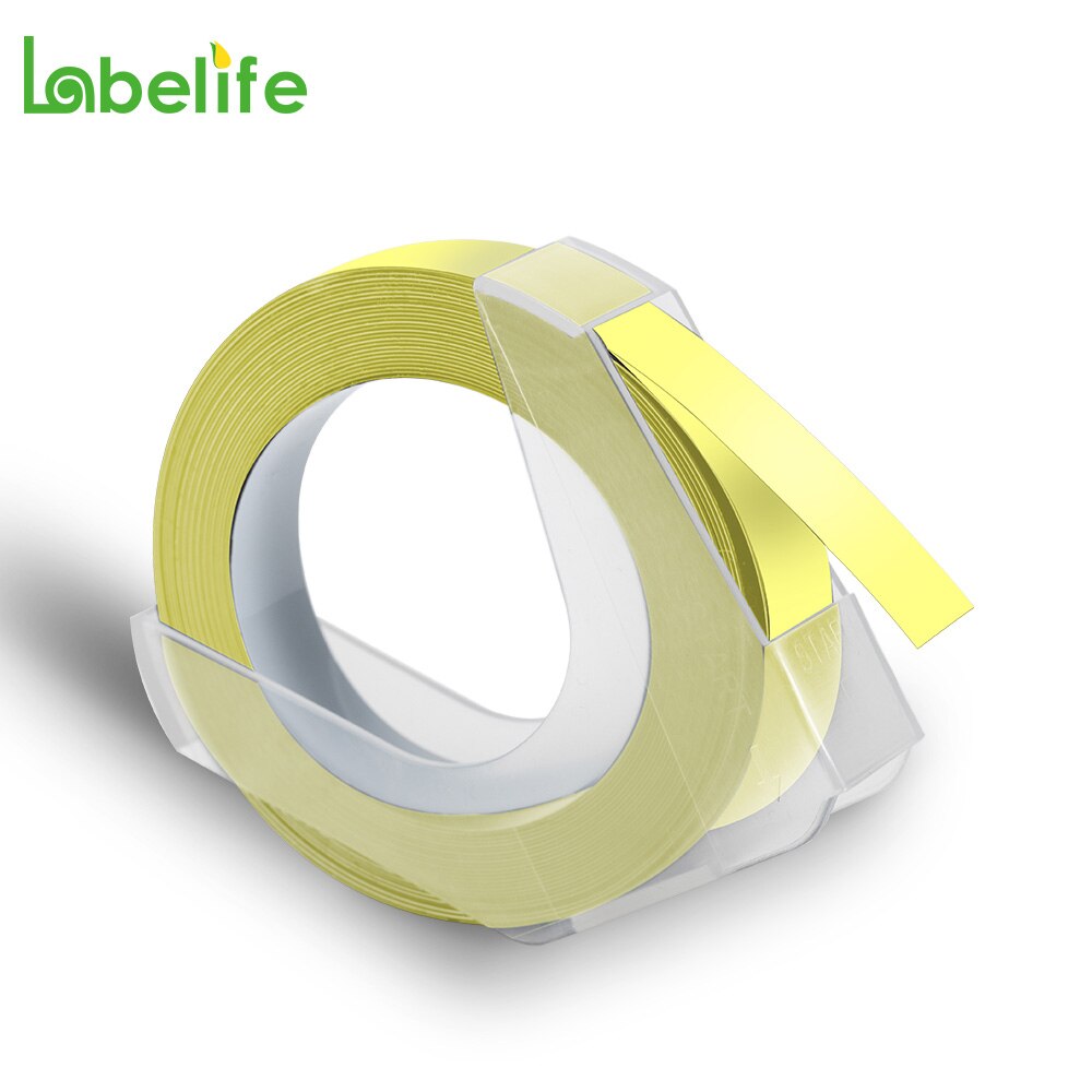 5Pack 9mm 3D Präge PVC Label Bänder Kompatibel für Dymo Label Maker 1880 12965 Manuelle Label Makers für motex E101 DYMO 1610: 5PK Light Yellow