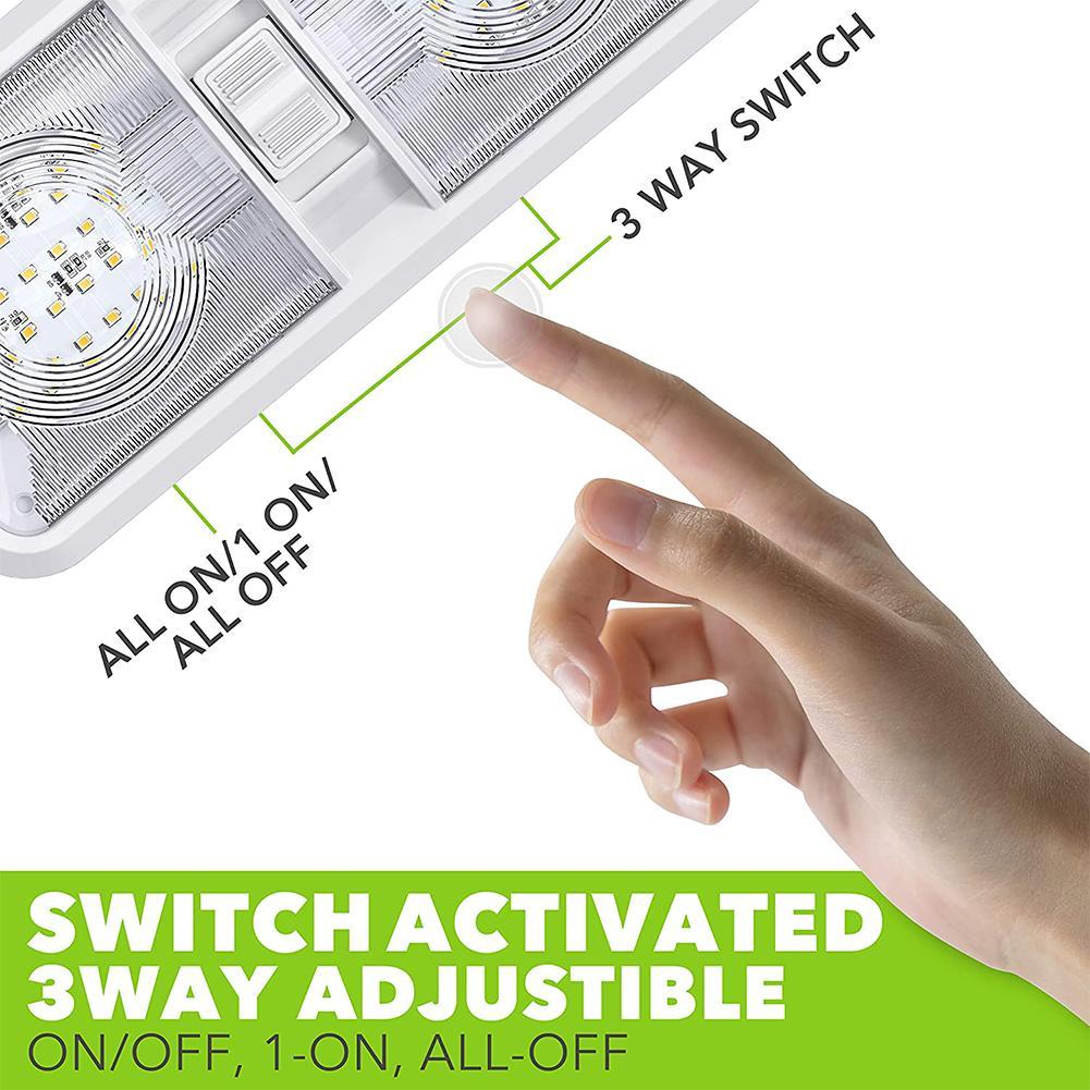 1PCS LED RV Lights 12V 48 LED Interior Double Dome Ceiling Light For RV Boat For Camper Trailer White Caravan Accessories