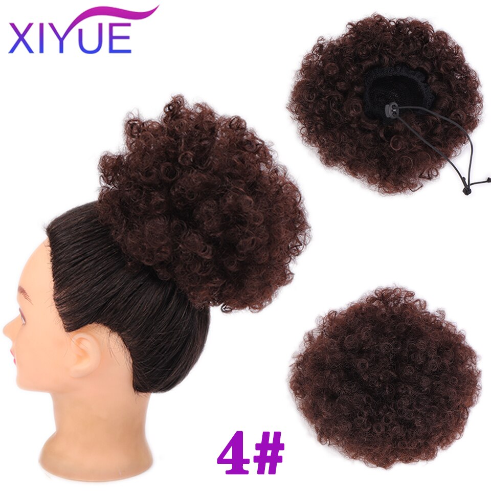 Frange synthétique Afro courte crépue bouclée avec cordon de serrage, Chignon Afro court, queue de cheval crépue bouclée avec frange, Extension capillaire: FB12-4