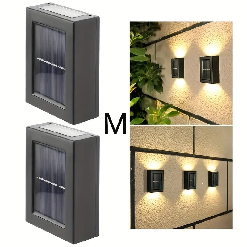 2 LED Solar Light Outdoor Waterproof Solar Wall Lamp Up and Down Lighting Garden Stairs Fence Decoration Sunlight Powered Lamp