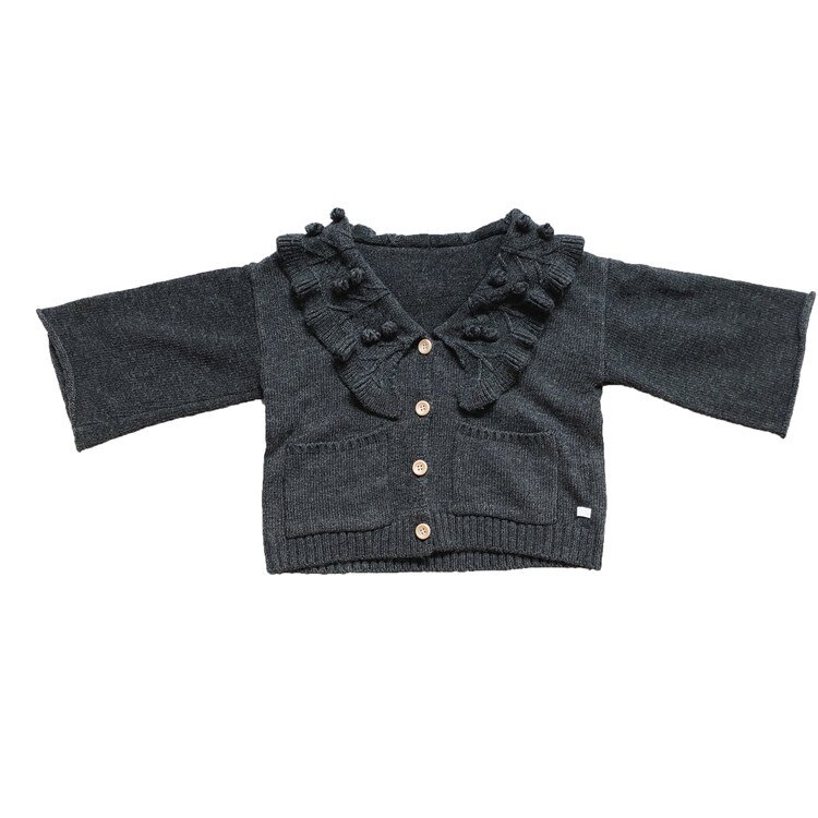 Meisjes Gebreide Vest Herfst Meisjes Revers Gebreide Vest Kinderen Koreaanse Verstoorde Kraag Trui: Black / 4T
