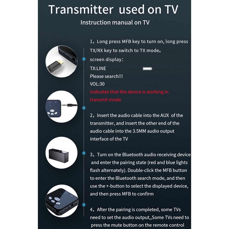 Bluetooth Transmitter Receiver 3.5mm Jack Bluetooth 5.0 Auxiliary Audio Wireless Adapter for PC TV Headset Car Computer