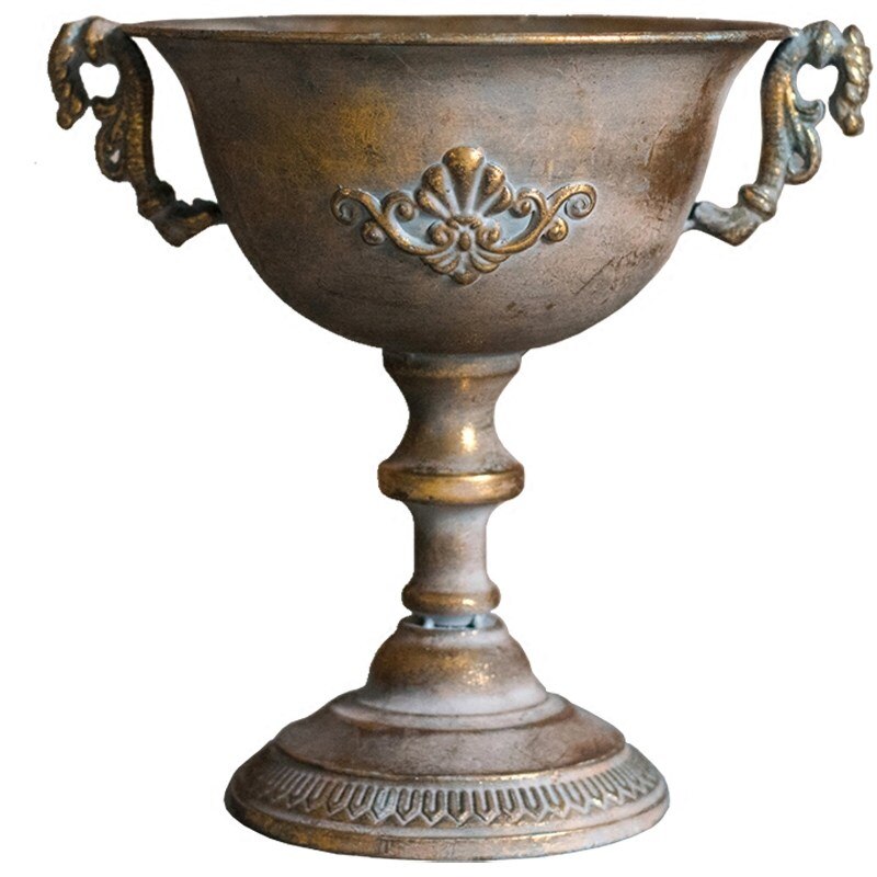 Europæisk retro jernbæger vase dekoration hjem stue blomsterarrangement figurer håndværk hotel metal urtepotte ornamenter