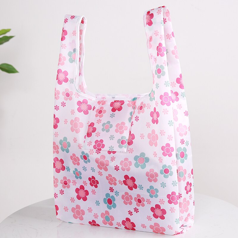 Flamingo bag Many Colors polyester Foldable Recycle Shopping Bag Eco Reusable Tote Bag Cartoon Floral Fruit Vegetable Grocery