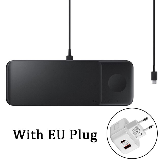 3 in- in-1 kabelloses ladegerät-trio für samsung galaxy  s21, 20- in-10 smartwatch,  qc3.0 adapter, schnellladefunktion, kabelloses ladegerät mit led-beleuchtung: Mit eu-stecker