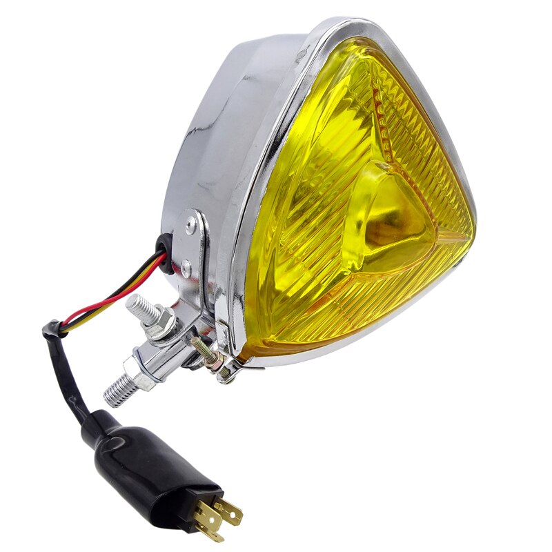 Phare avant de Moto en Triangle H4, phare avant pour Harley Softail Sportster Dyna Cafe Racer Bobber Chopper, pièces d&#39;éclairage de Moto 1 pièce: Silver Amber