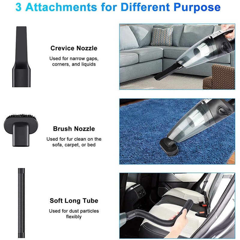Portable Cordless Handheld Vacuum, Strong Suction Powerful USB Rechargeable Lightweight Vac Wet Dry Vacuum Cleaner