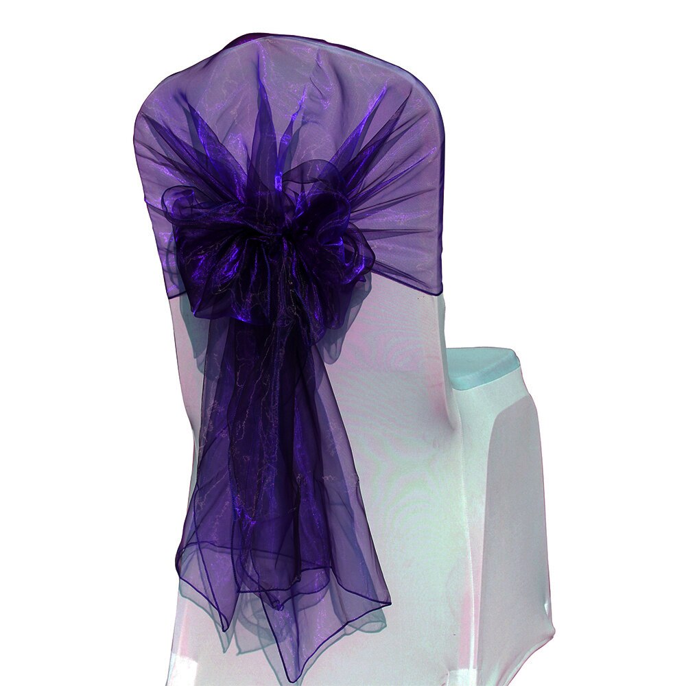 Cinta de Organza para silla, lazos para boda, , decoración de banquete de Navidad, tejido puro de Organza, 65x275 cm, 1 pieza/bolsa