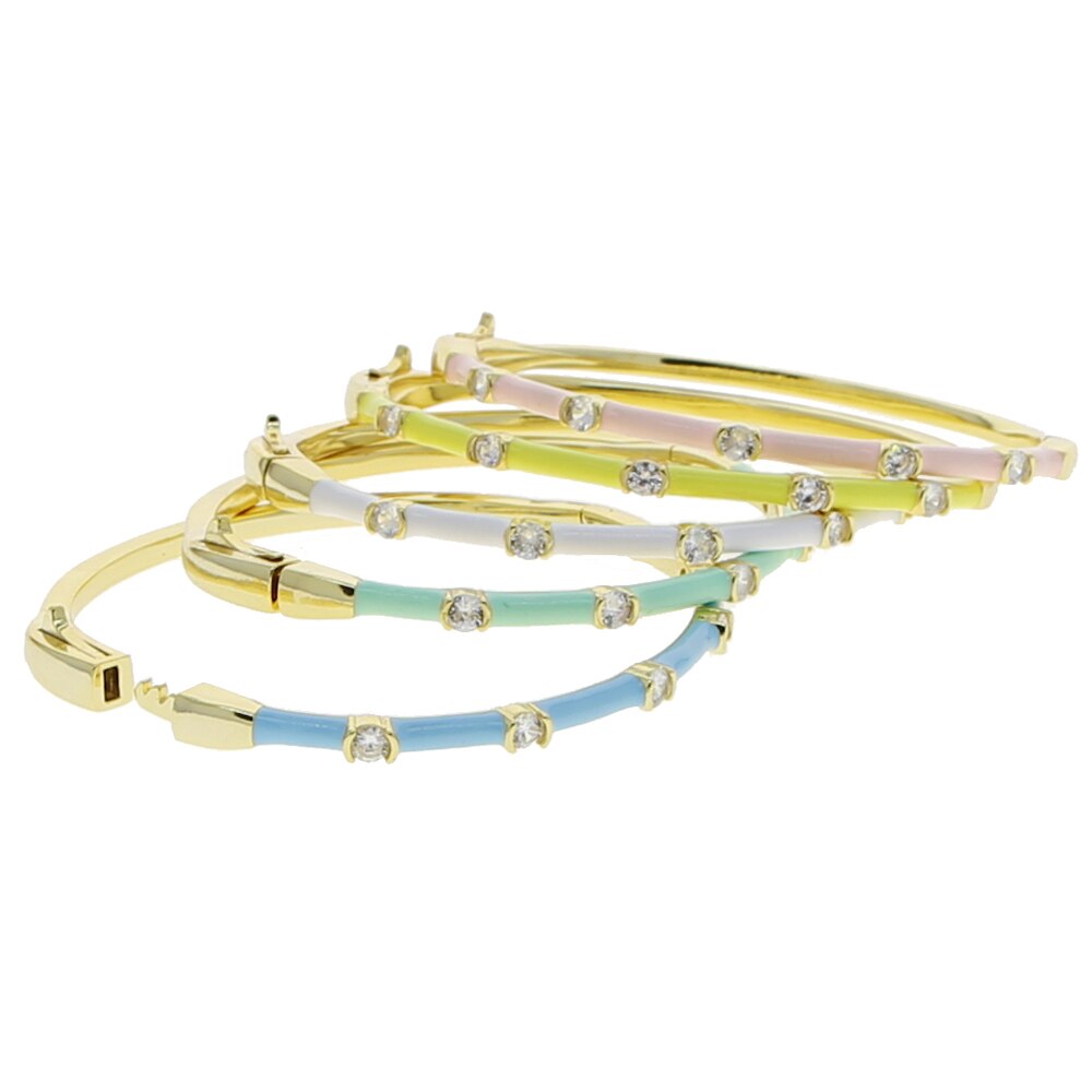 Interno 58-60mm cinturino in smalto pastello Color oro chiaro CZ estate colorato moda donna ragazza nuovo braccialetto braccialetto
