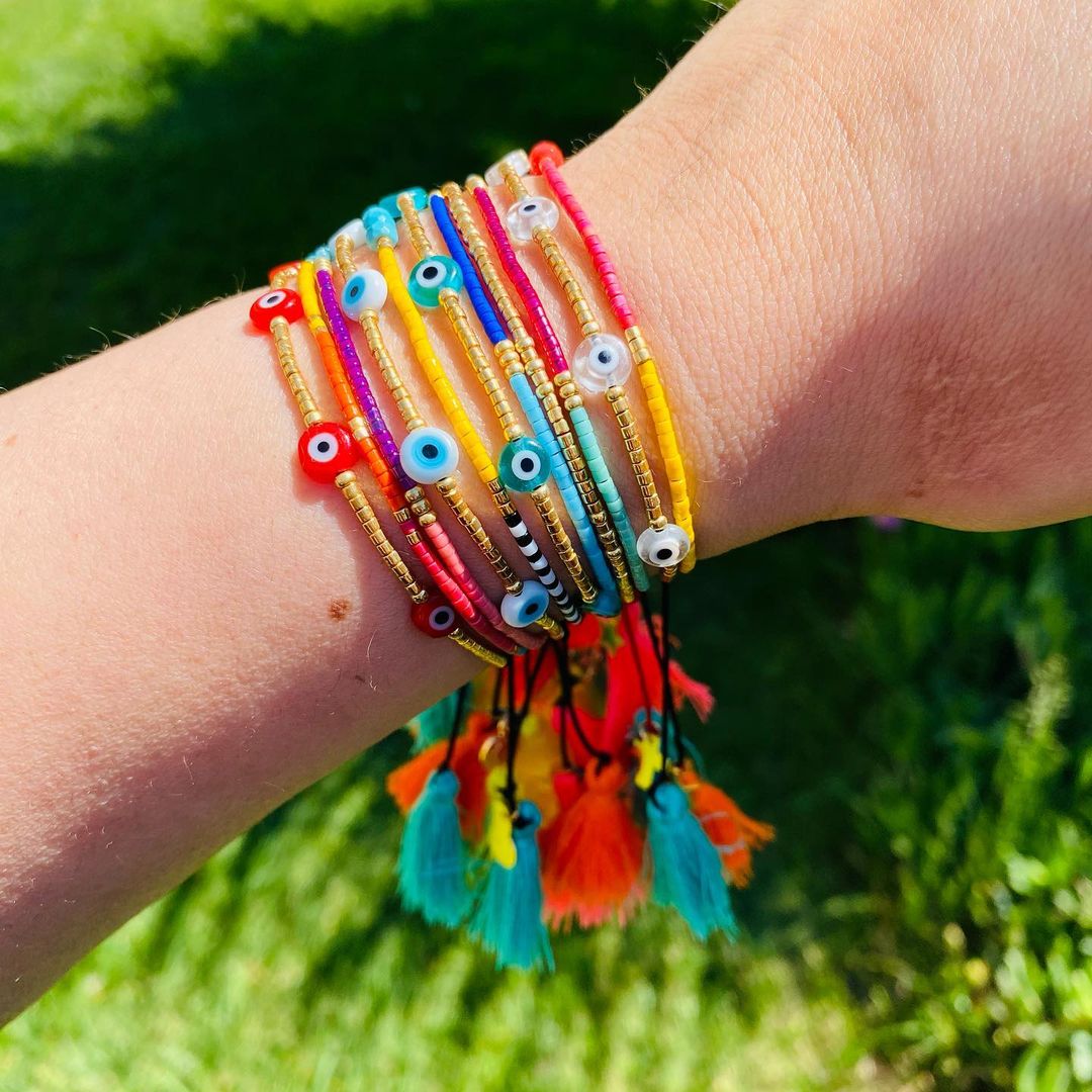 gehen2Boho Bösen blick Armbinde Winzigen Perlen Quaste Armbänder für Frauen Boho Schmuck Miyuki Perlen Schnur Freundschaft Pulseras Mujer Moda