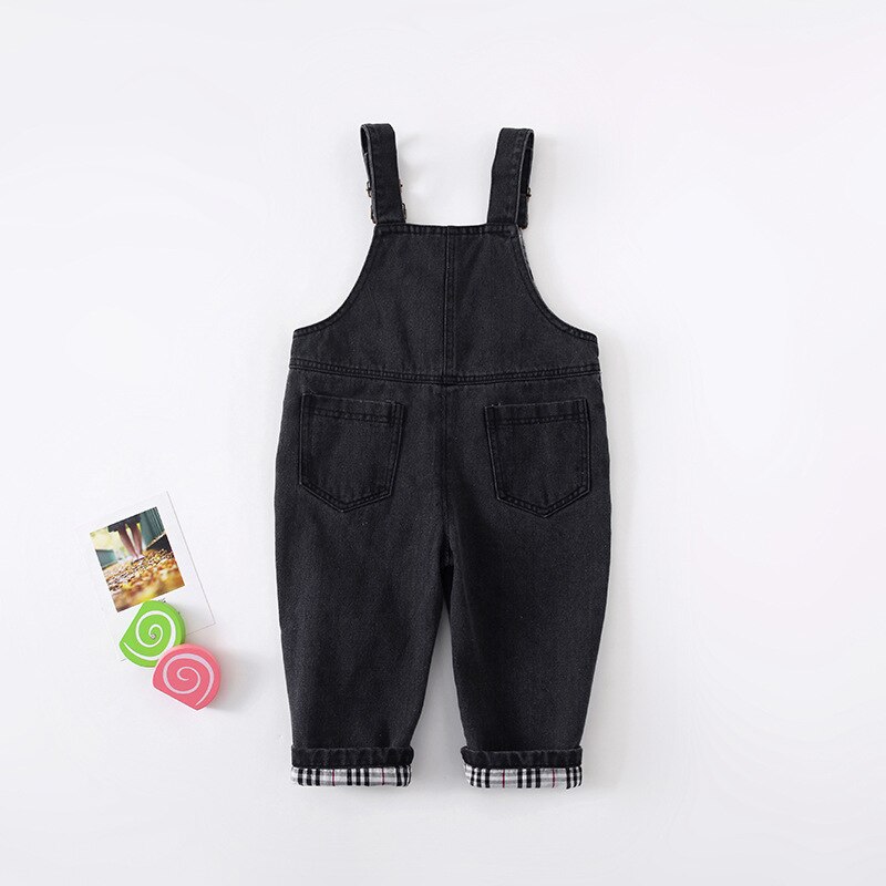 Autumn boys girls patchwork denim overalls children all-match casual suspender trousers