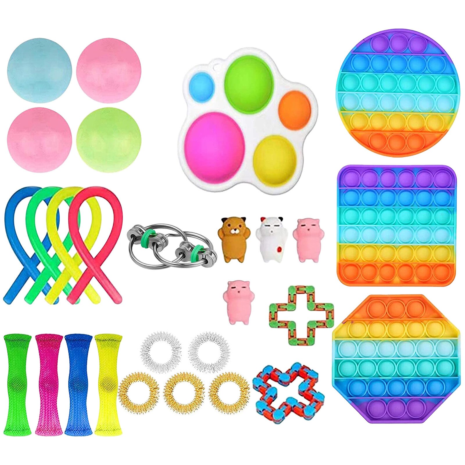 29 Stck Zappeln Spielzeug Einfache Grübchen popit Zappeln Spielzeug einstellen Günstige Sensorischen Zappeln Spielzeug Pack für freundlicher oder Erwachsene Anti betonen poppit