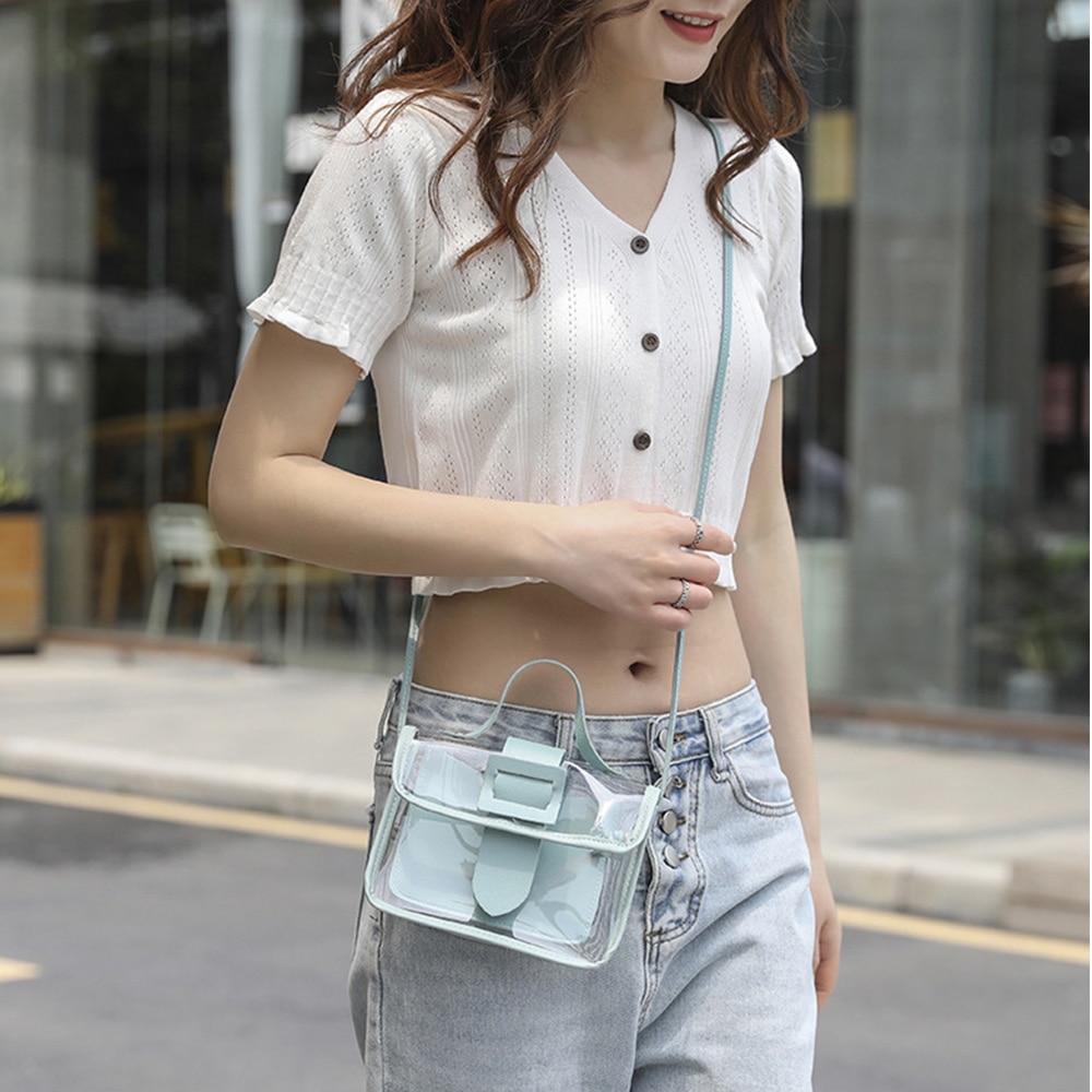 Nouvelle dames gelée transparente petit sac femmes grande boucle sac à bandoulière sacs à bandoulière voyage sac à main pour femmes