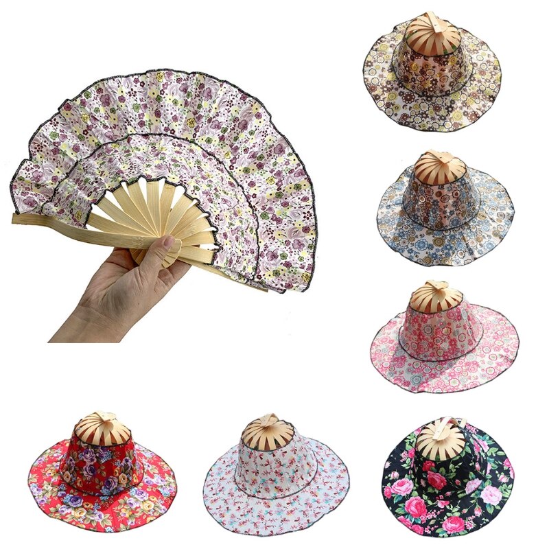 Chapeau de soleil pliable en bambou multifonction 2 en 1, chapeau réglable pour le voyage
