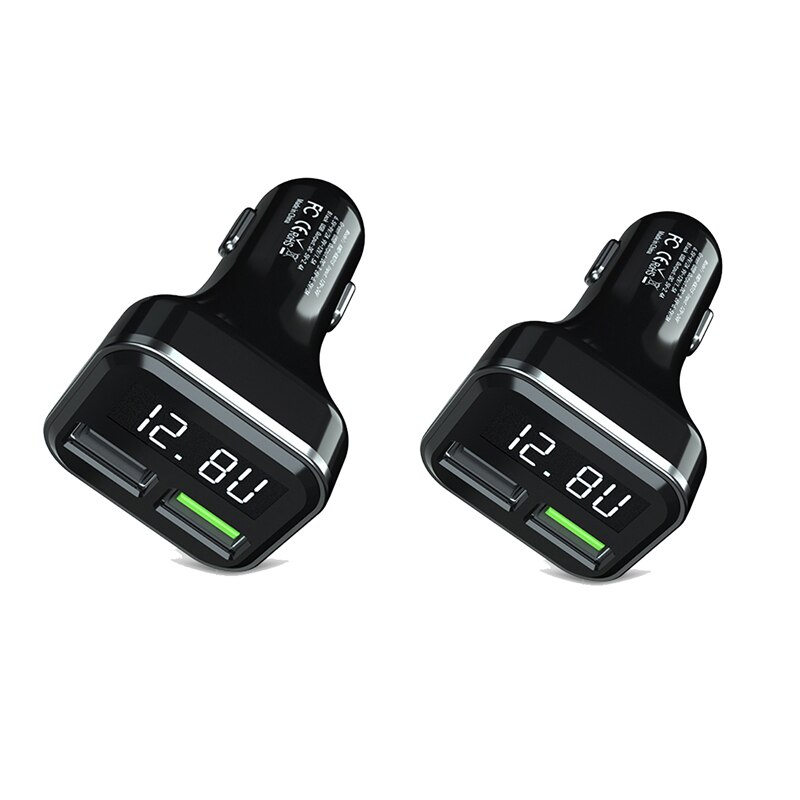 QC3.0 3.1A Dual USB Car Charger 2 Port LCD Display 12-24V Cigarette Lighter Socket Display appearance charging head: 2PCS