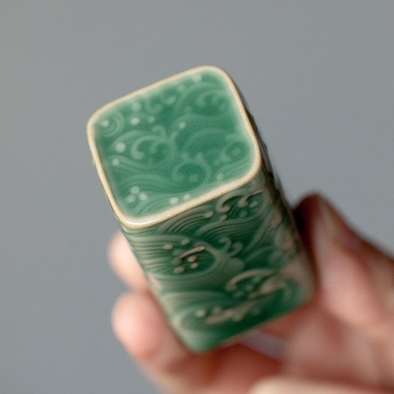 Base de cubierta de tetera de celadón de estilo japonés, cubierta de olla de arena púrpura, soporte de cerámica, cubiertas de té de Kung Fu, estante de almacenamiento, 1 pieza