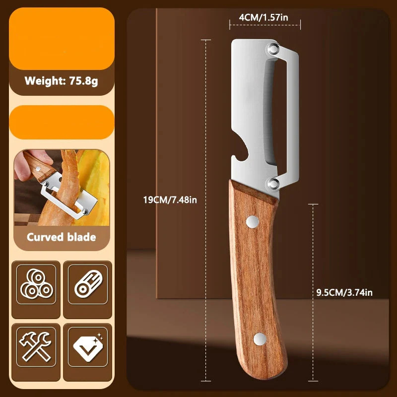 1pc edelstahl-sparschäler mit holzgriff zum schälen und schneiden von obst und gemüse | langlebig und leichtgängig: Default Title