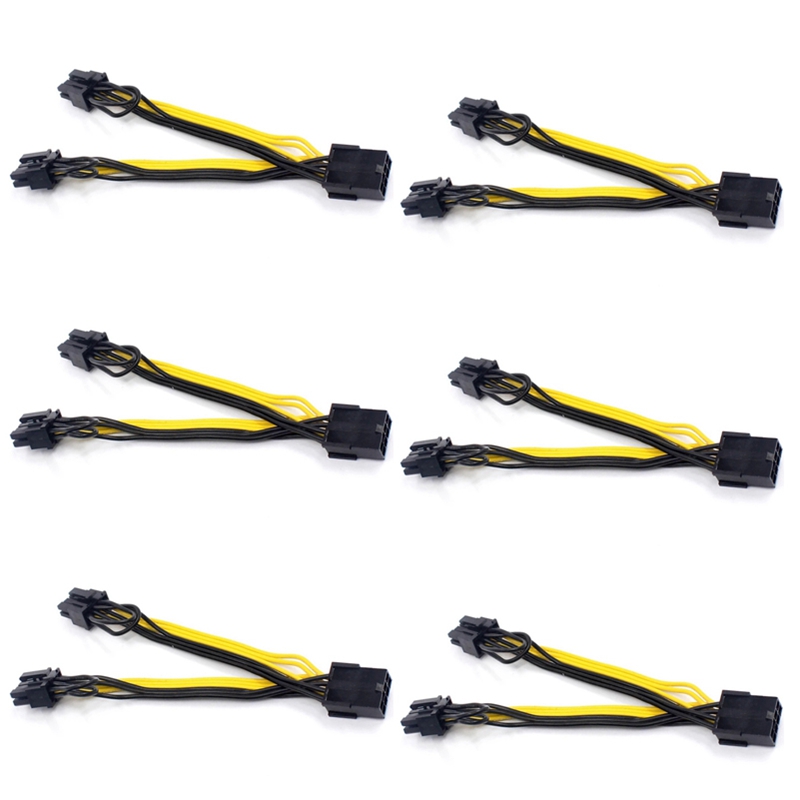 6X EPS CPU 8Pin to 2-Port PCIe Dual PCI-E 6+2Pin Y Splitter Miner GPU Graphics Card Power Supply Cable Cord 18AWG 20CM