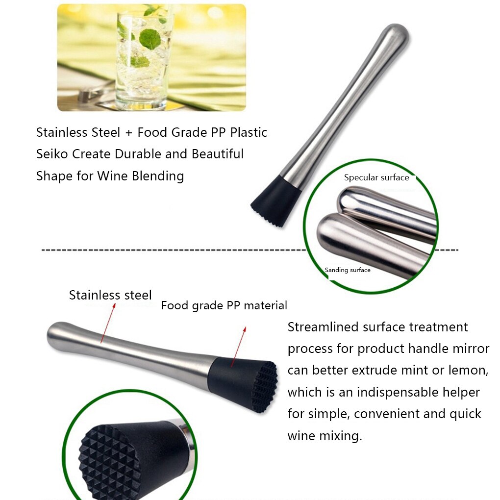 Mint Muddler Stainless Steel Swizzle Stick Ice Crusher Bar Broken Ice-lolly Lemon Hammer Club Supplies