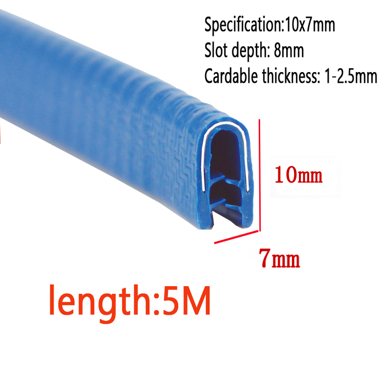 5m længder clmap fortykket panel u-formet gummitætningsliste kant gummibeskyttelsesliste metalplade kant gummiliste: Hvid