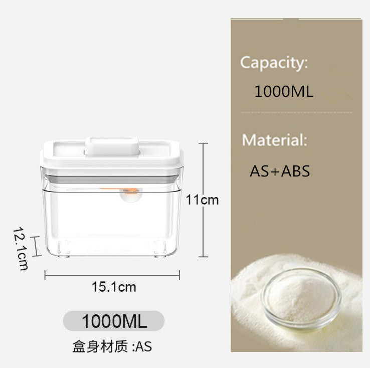 Plastic Sealed Canister Portable Large-capacity Milk Powder Cans Storage Jar Food Moisture-proof Storage Box Kitchen Container: 1000ML Square