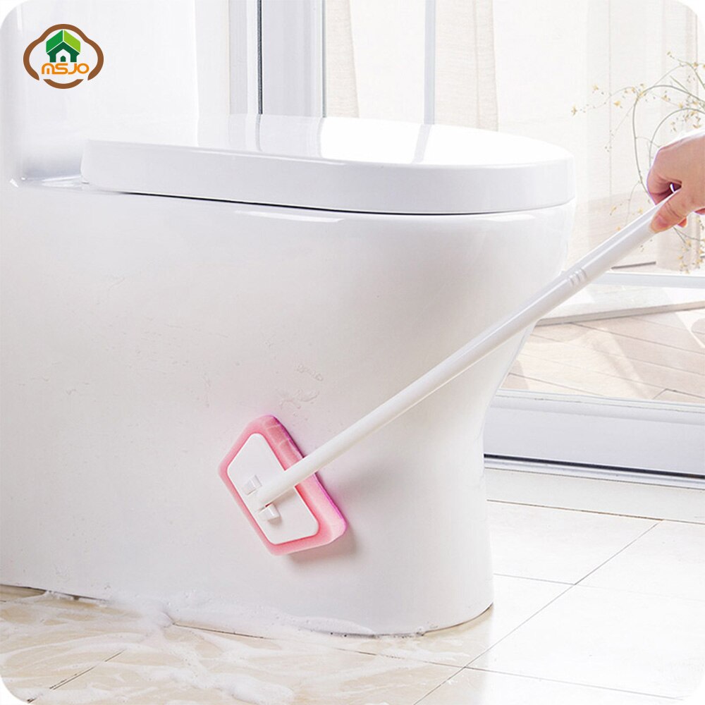 Msjo conjunto de escova para banheira, conjunto com escova para limpeza de azulejo, banheiro, esponjas de limpeza, cabo longo, furacão, esponja de limpeza