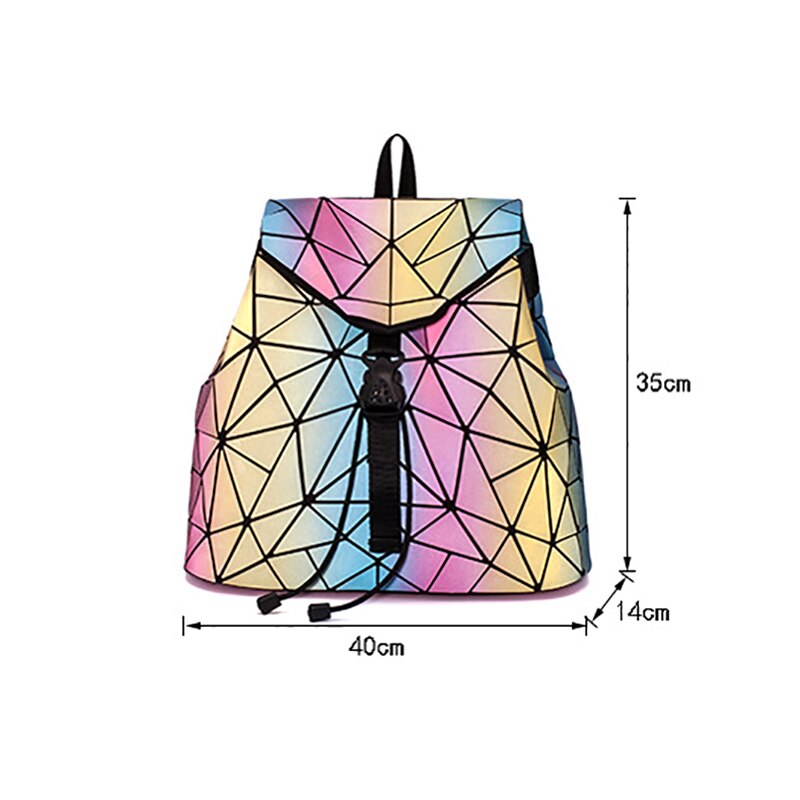 Neue Frauen Tasche Leucht Schule Rucksack Geometrische Schulter Tasche Klapp Schüler Schule Taschen Für Teenager Mädchen Holographische Rucksack