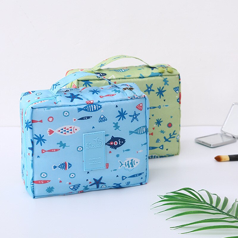 Multifunction Travel Cosmetic Bag Neceser Women Makeup Bags Floral Toiletry Organizer Waterproof Flamingo Storage Make up Cases