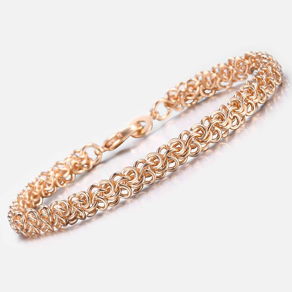 Bracelets For Women Men 585 Rose Gold Swirl Link Chain Bracelet Mens Woman Jewelry 6mm KCB09