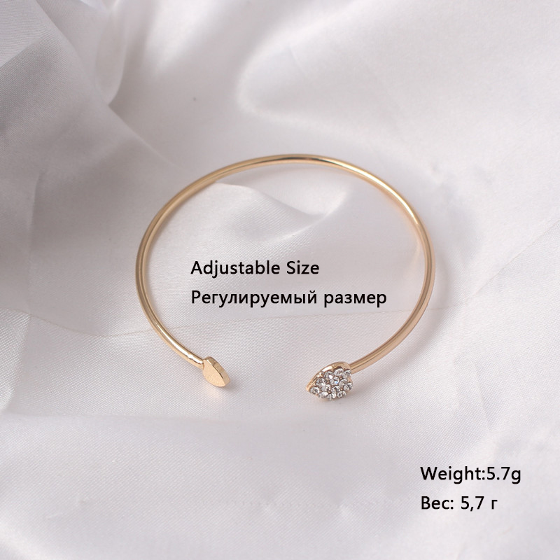 Brazaletes de corazón de cristal para mujer, brazalete con apertura de Color dorado, brazaletes ajustables para mujer, joyería de boda a la , accesorios de mano