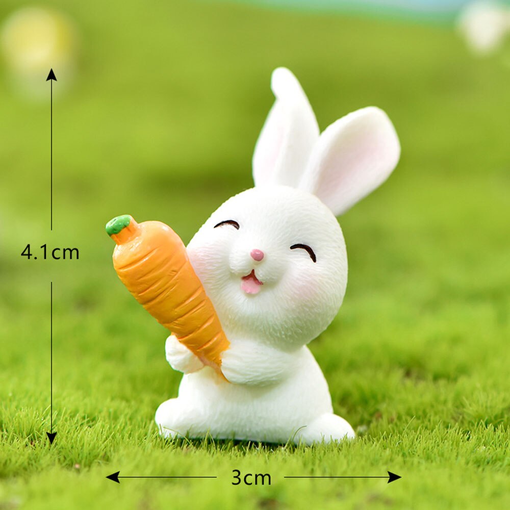 Mignon Animal dessin animé lapin carotte résine jardinage plante accessoires Micro paysage ornements jardin décoration: A