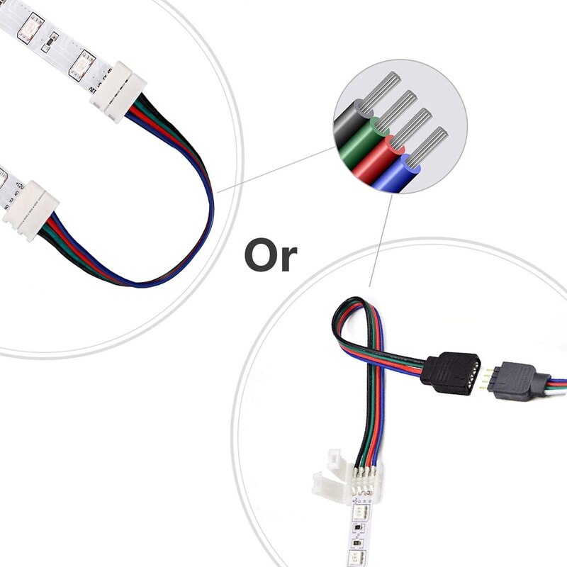 LED Light Connector Kit, 10Mm RGB LED Connector Includes 10X L Shape Connectors,2M LED Strip Light Extension Cable