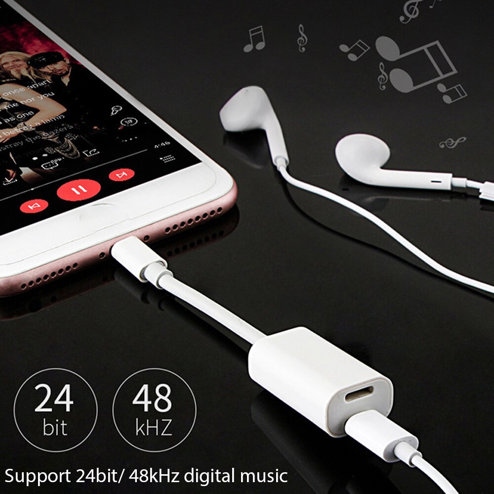 Podwójne porty dla adaptera Jack OTG dla iphone'a X dla ipada złącze iOS ładowarka słuchawki 2 w 1 ładowanie Audio Splitter Music