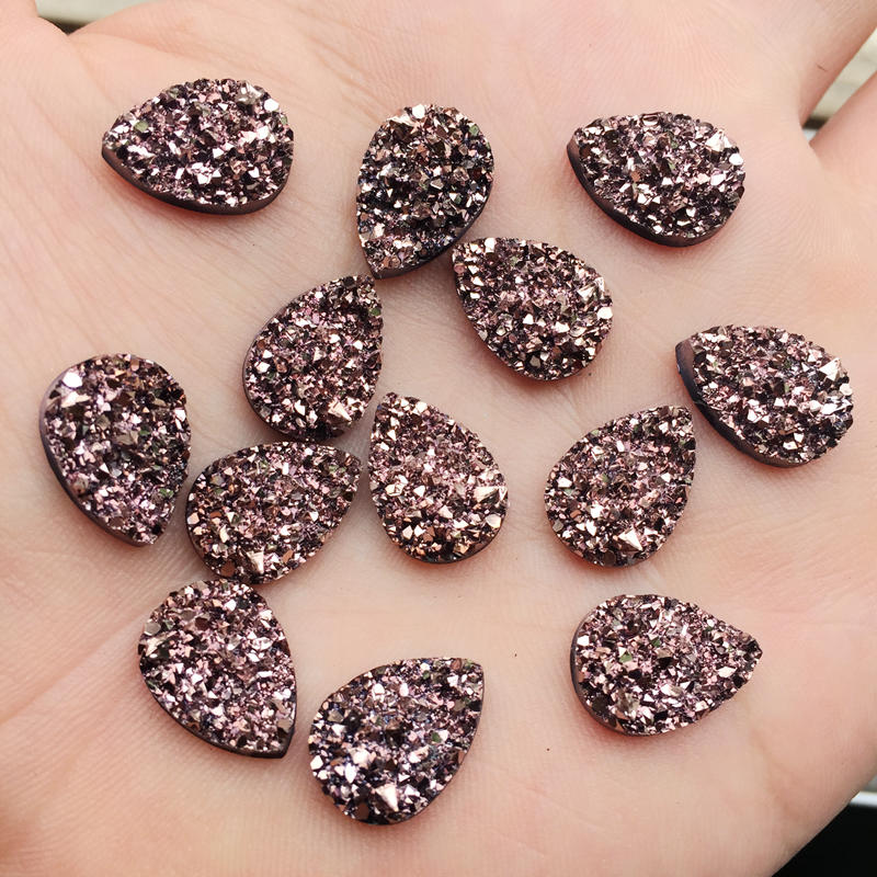 Diy 50 Stuks 9*13Mm Glitters Ab Kleuren Minerale Oppervlak Resin Plaksteen Cabochon Diy Bruiloft Decoratie ambachten-A57