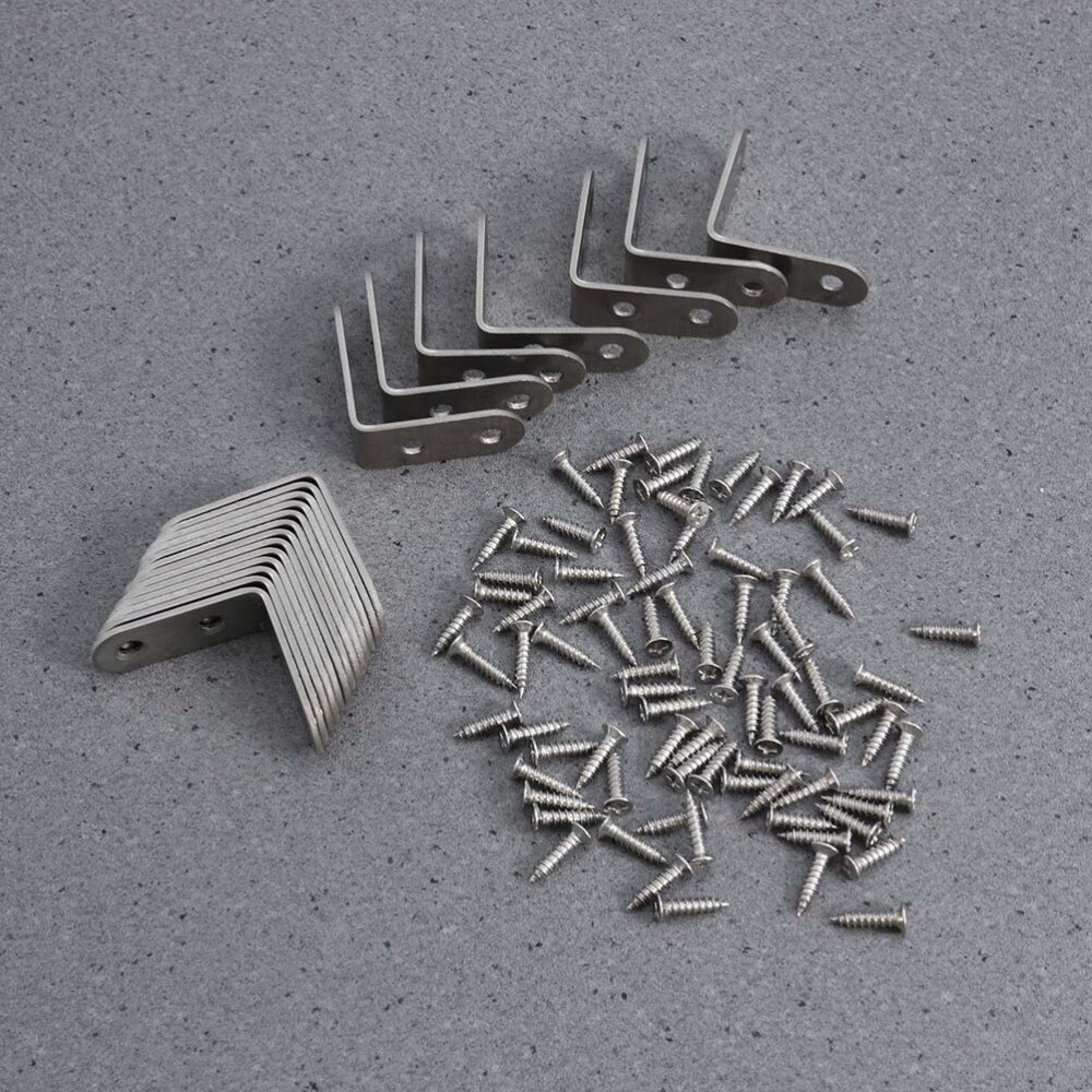 20 PCS 2mm-Thick Stainless Steel 90 Degree Angle 40x40x16mm Brackets with 80 PCS 4x16mm Screws (Silver): Silver 2