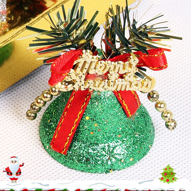 Campanas de plástico con polvo de Color accesorios para árbol de Navidad campanas de Navidad de 5cm
