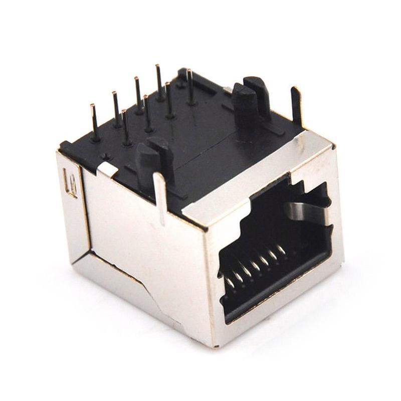 10pcs / Set Rj45 8pin 8p 8c Female Plug Ethernet Network Connectors Single Pcb 8p8c Port Rj45 Mount Network G0a7