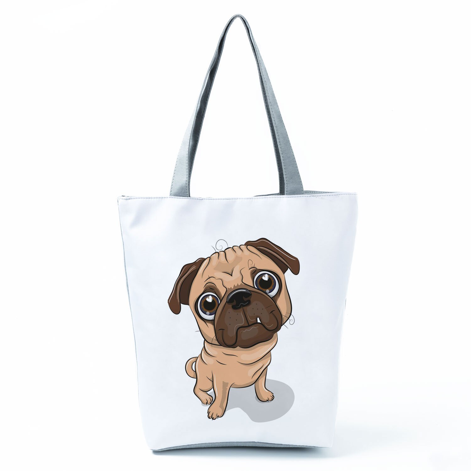 Mops z nadrukiem z psem torby na zakupy wielokrotnego użytku Animal Graphic praktyczne ekologiczne składane torebki przenośne pojemniki do przechowywania na zewnątrz dla kobiet: hl4453 Dog Handbag