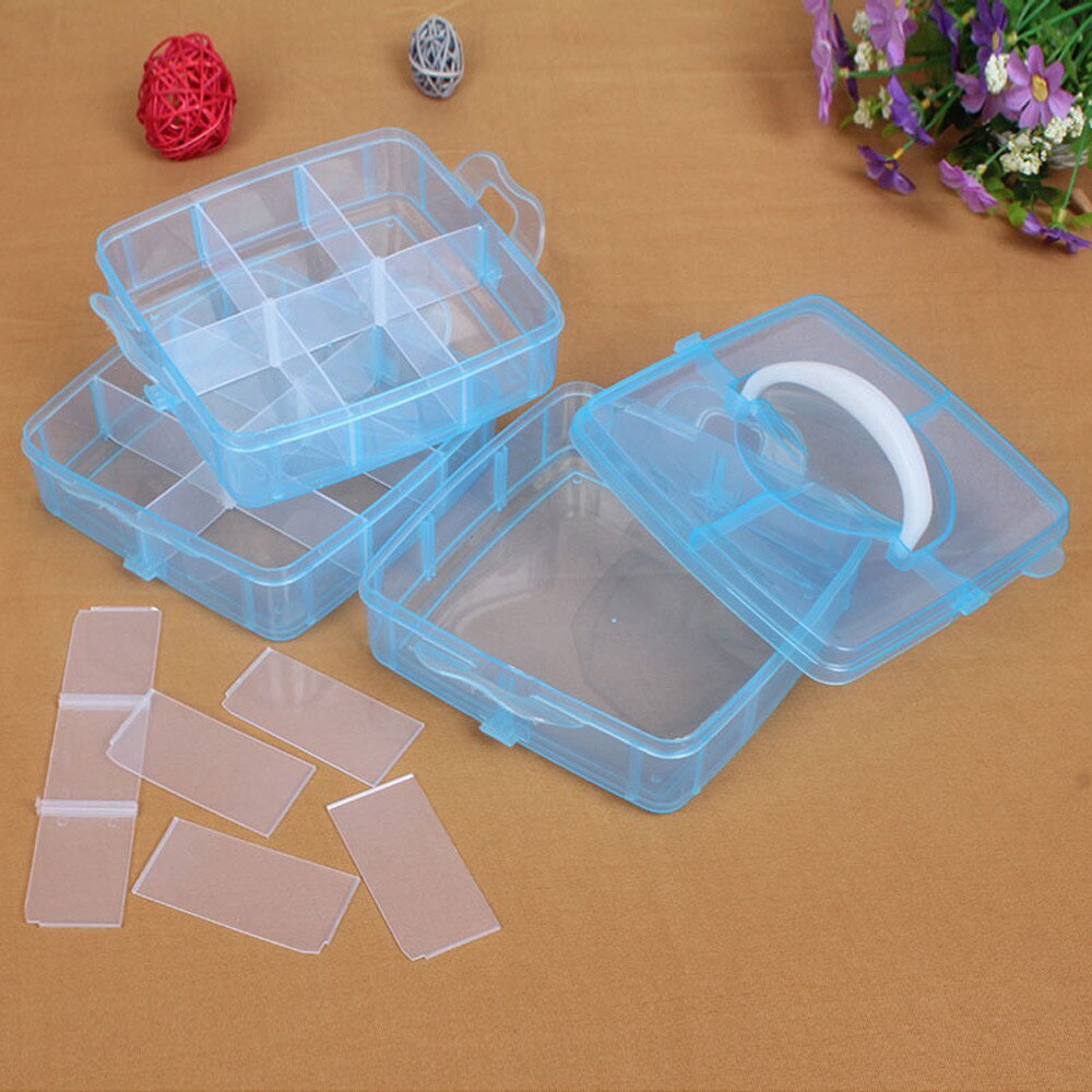 Clear Plastic Craft Kralen Sieraden Organizer Tool Box Case Drie-Layer Verwisselbare Plastic Opbergdoos Case # T1P
