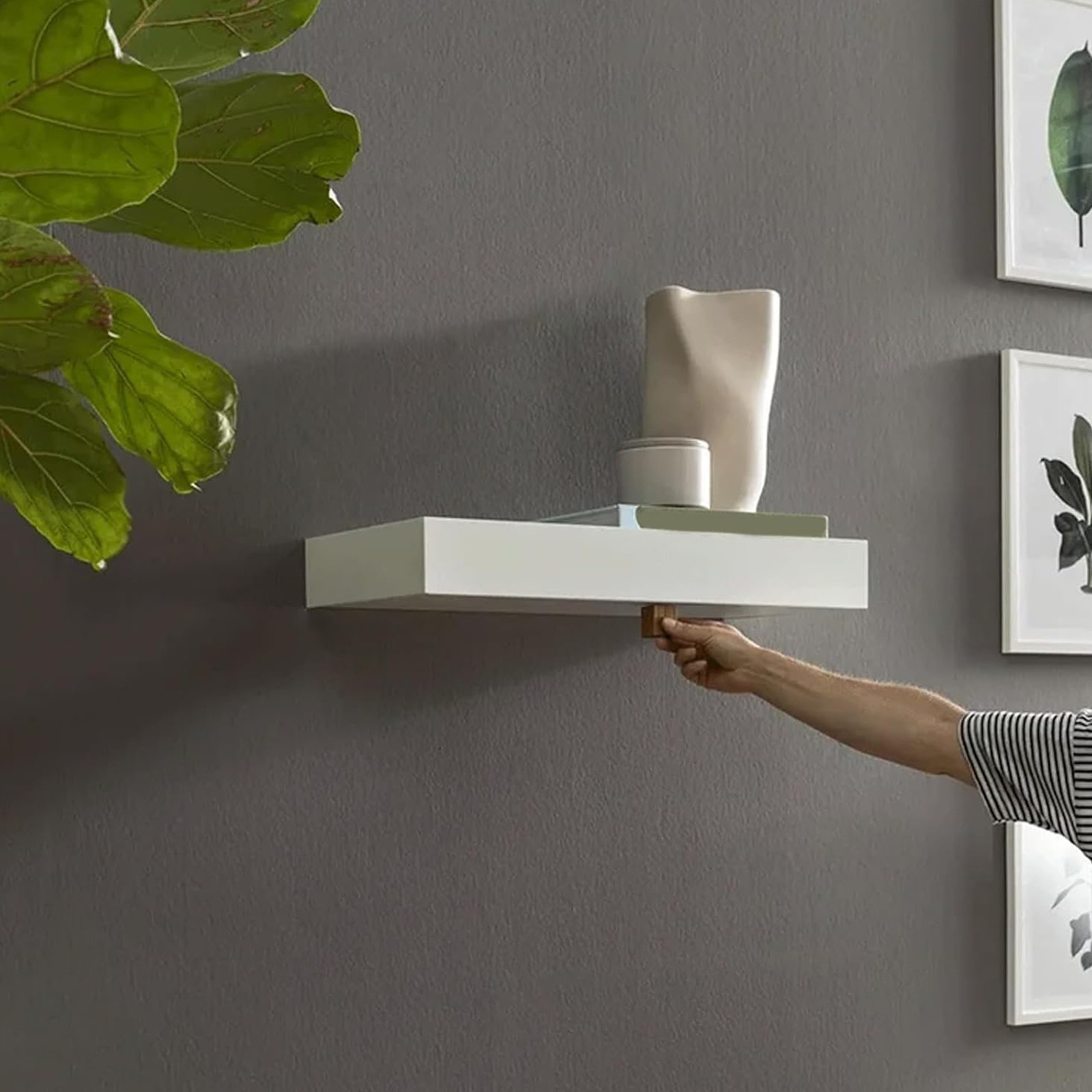 Home Storage Shelf With Compartment,Concealed Floating Shelf, Wall-Mounted Storage Solution, Modern Home Decor, For Living Room