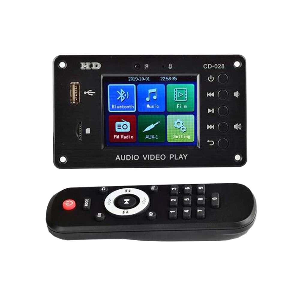 Tenghong-REPRODUCTOR decodificador MP3 Bluetooth 5,0, 2,8 pulgadas, HD, 7-24V, módulo de decodificación de vídeo Multimedia, AUX, USB, tarjeta TF, amplificadores de sonido DIY