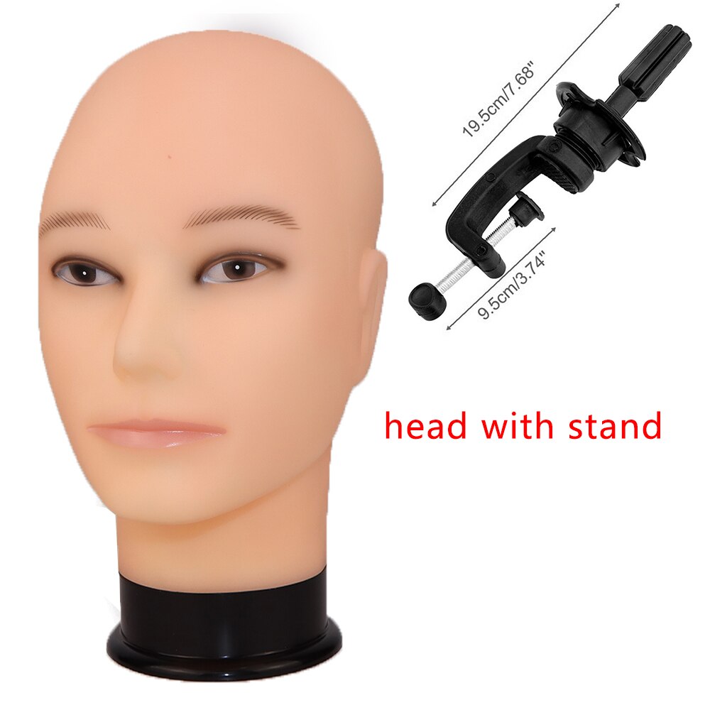 Bald Mannequin Head Wig Head Without Hair for Styling/Making/Display Wigs Mannequin/Maniquin/Traning Head With Stand For wig: Black Walnut