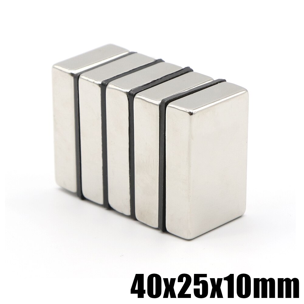 1/2/5Pcs 40X25X10 Ndfeb Blok Neodymium Magneet 40Mm X 25Mm X 10Mm N35 Super Krachtige Sterke Permanente Magnetische Imanes 40*25*10