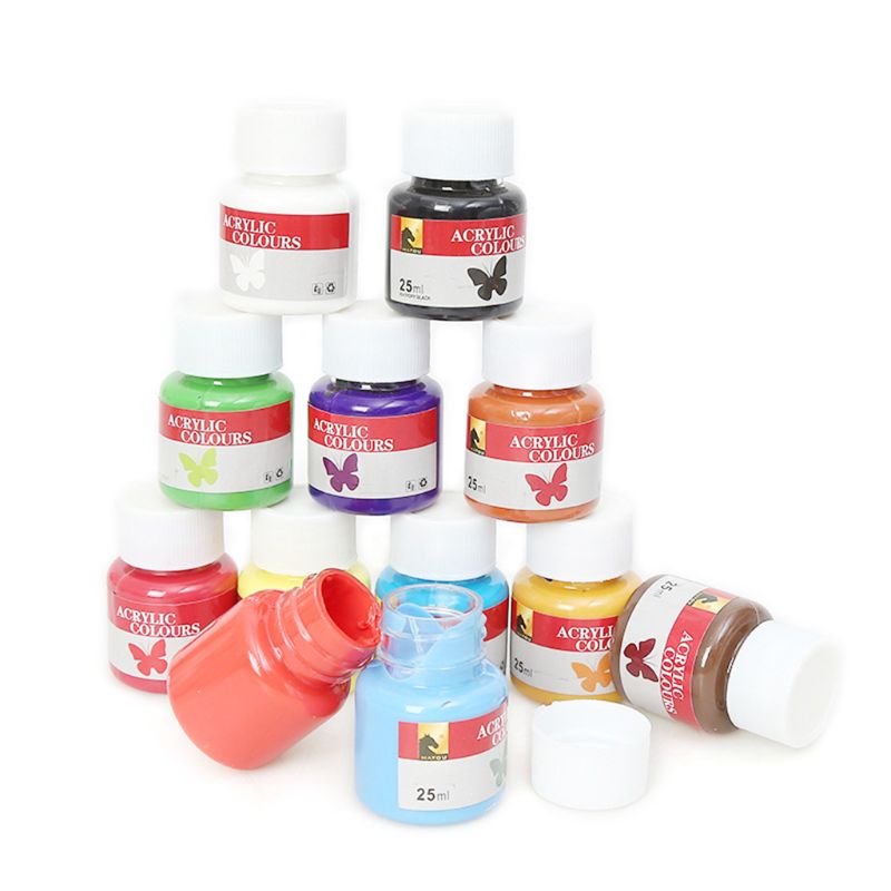 Juego de pintura acrílica, 12 colores, suministros de arte para manualidades, colores vibrantes no tóxicos