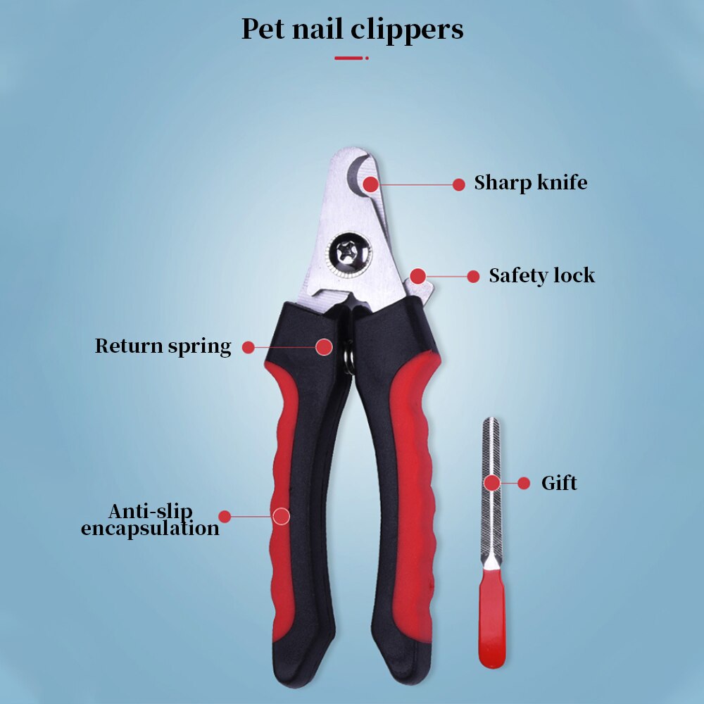 Cortaúñas para mascotas, tijeras, recortador, aseo para perros y gatos con lima de uñas, Grande/mediano: Black / S 12.2cm