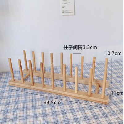Japanese Wooden Storage Rack Retro Kitchen Storage Water Cups and Dishes Drain Rack Holding Solid Wood Shelves for Plate Racks: E