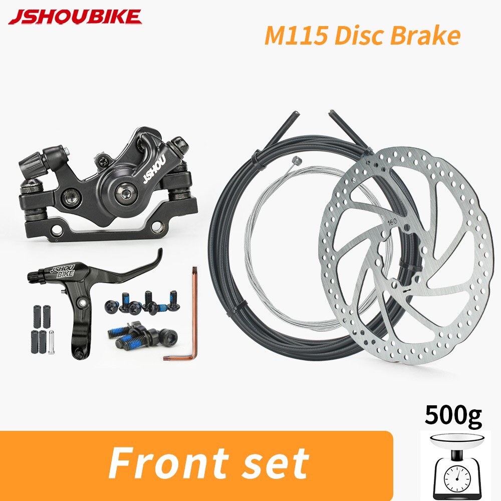 JSHOUBIKE M115 Mountain Bike Line Pull Flat Mount Dual Piston Mechanic Disc Brake 160mm Disc Brake Caliper MTB Accessories: Front set