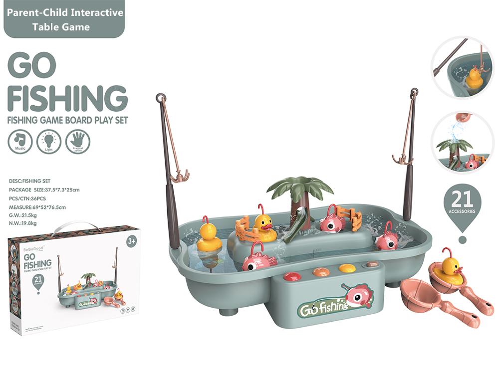 Elektrisk fiskeri legetøj til børn roterende fisk andespil morandi forældre-barn interaktive bordspil hånd-øje koordination legetøj: 889-193